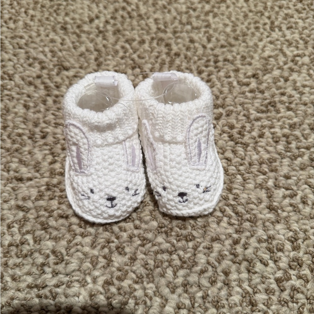 Carter's White Knit Bunny Baby Shoes